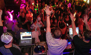 Photo from behind the DJ stand at a private party